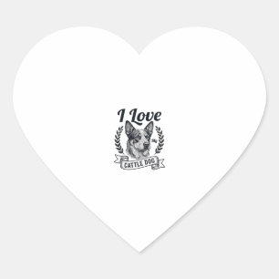 Pegatina En Forma De Corazón Amo a mi perro de ganado Diseño de grabado vintage