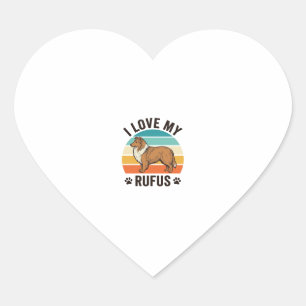 Pegatina En Forma De Corazón Amo a mi Rufus Diseño de perro vintage_1
