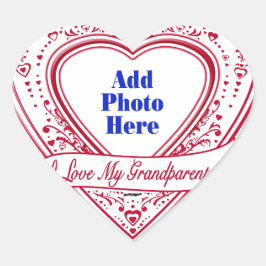 Pegatina En Forma De Corazón ¡Amo A Mis Abuelos! Corazones rojos de foto