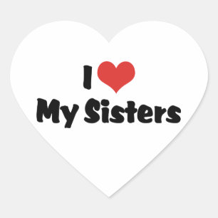 Pegatina En Forma De Corazón Amo a mis hermanas