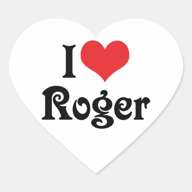 Pegatina En Forma De Corazón Amo a Roger (Anverso)