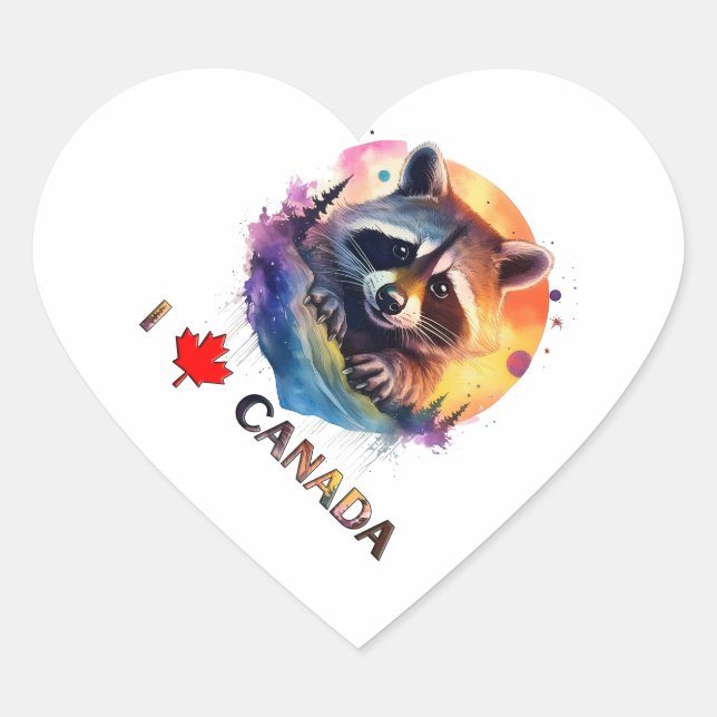 Pegatina En Forma De Corazón Amo Canadá (Anverso)