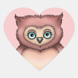 Pegatina En Forma De Corazón Amo Corazón de Búho Rosa Cute Valentine
