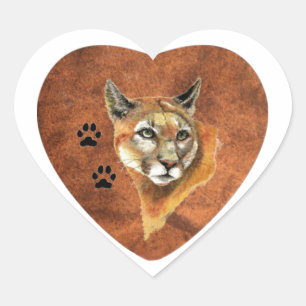 Pegatina En Forma De Corazón Amo, corazón, puma, puma, animal del león de