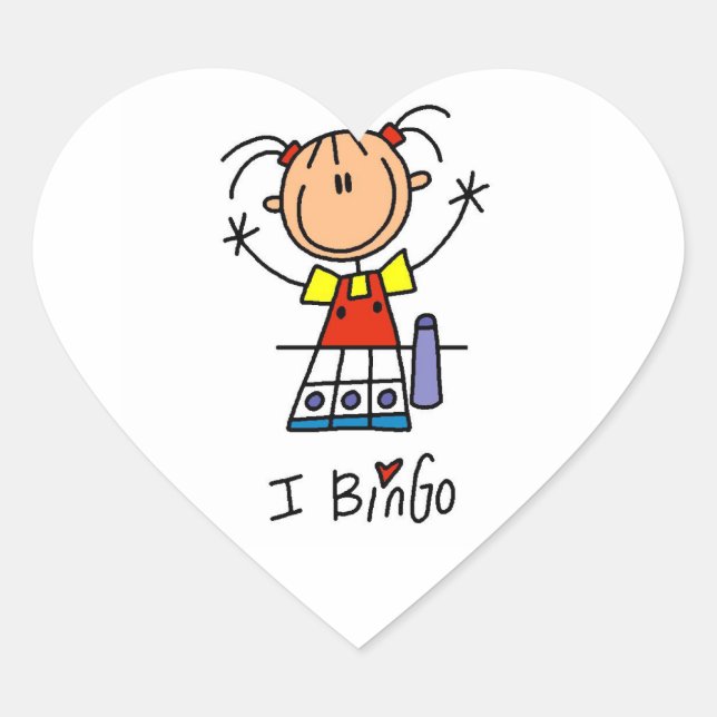 Pegatina En Forma De Corazón Amo el Bingo (Anverso)