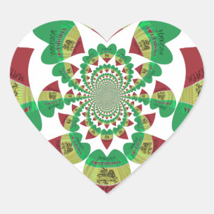 Pegatina En Forma De Corazón Amo el Kaleidoscope de Etiopía - arte rasta de sen