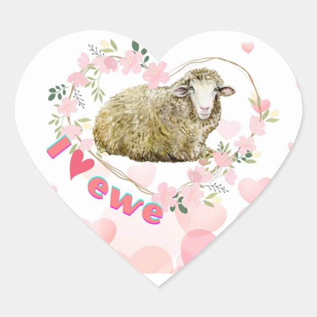 Pegatina En Forma De Corazón Amo Ewe (Anverso)