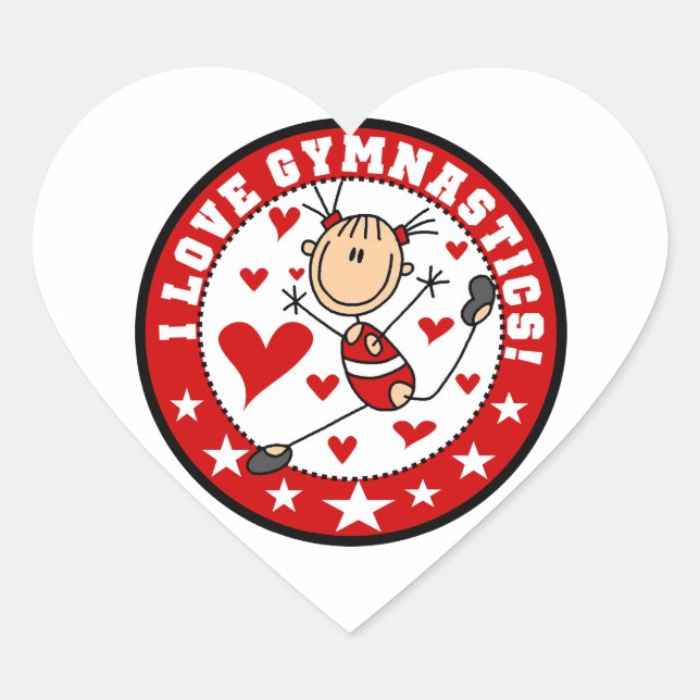 Pegatina En Forma De Corazón Amo la gimnasia (Anverso)