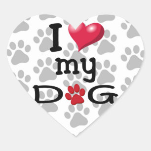 Pegatina En Forma De Corazón Amo la marca de agua de la pata de mi perro