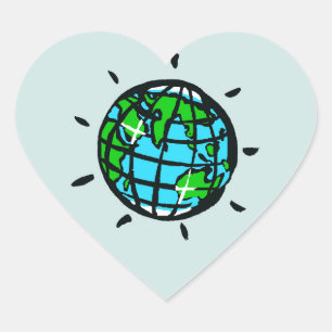 Pegatina En Forma De Corazón Amo la Tierra del Planeta - Conservación - Natural