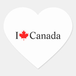 Pegatina En Forma De Corazón Amo la tipografía de Canadá con hojas de arce roja