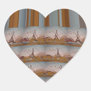 Pegatina En Forma De Corazón Amo la Torre Eiffel París Con Amor cielo azul colo