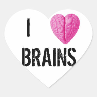 Pegatina En Forma De Corazón Amo los cerebros