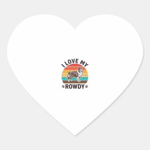 Pegatina En Forma De Corazón Amo mi diseño de perro Collie vintage alborotador_