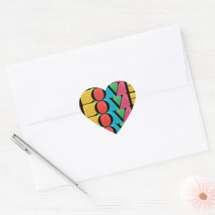 Pegatina En Forma De Corazón AMOR ALEGRÍA PAZ NAVIDAD alegre MODERNA y COLORIDA