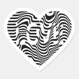 Pegatina En Forma De Corazón AMOR corazón blanco negro rayado moderno