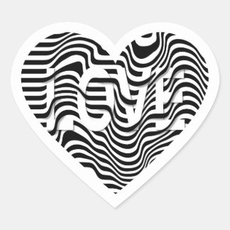 Pegatina En Forma De Corazón AMOR corazón blanco negro rayado moderno