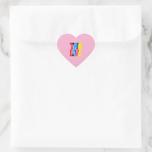 Pegatina En Forma De Corazón Amor de Gemelos Colorido 