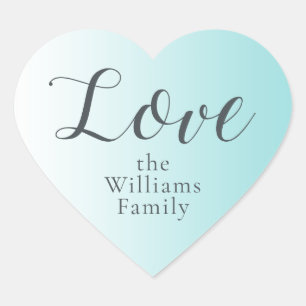 Pegatina En Forma De Corazón Amor de Navidad Nombre Personalizado Ombre Azul Br