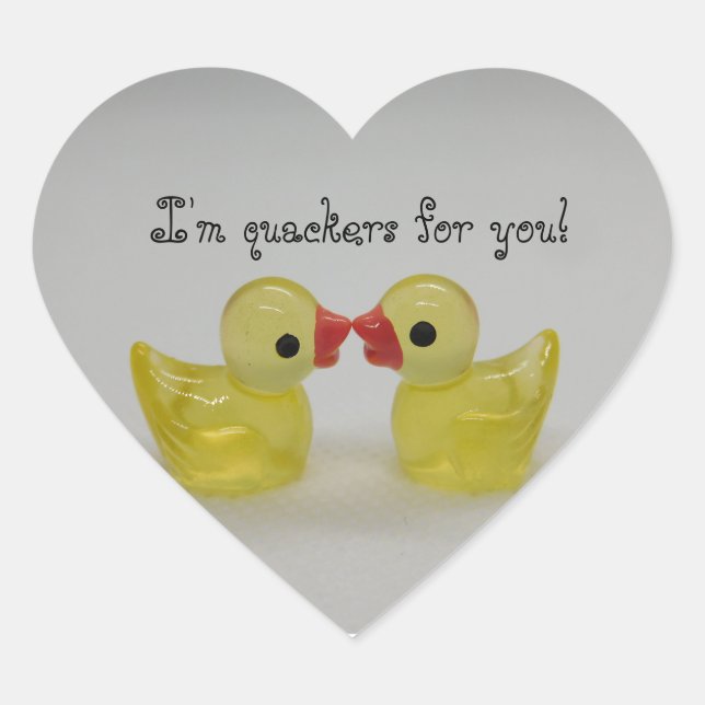 Pegatina En Forma De Corazón Amor de Pato Amarillo (Anverso)