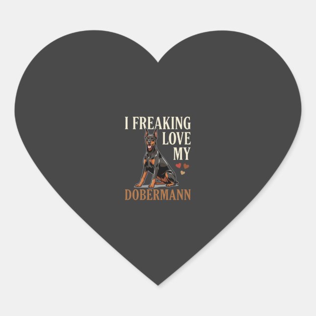 Pegatina En Forma De Corazón Amor Dobermann Amante Perros (Anverso)