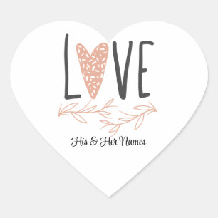 Pegatina En Forma De Corazón Amor - El día de San Valentín Positividad Boho Mod
