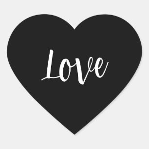 Pegatina En Forma De Corazón Amor en blanco con fondo negro