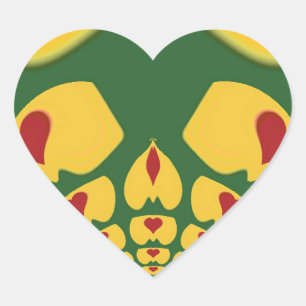 Pegatina En Forma De Corazón Amor en Colores Rasta: Corazones Reggae
