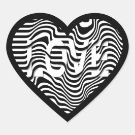 Pegatina En Forma De Corazón AMOR ilusión óptica rayada blanca negra