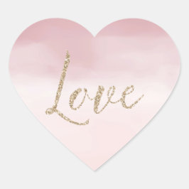 Pegatina En Forma De Corazón Amor Purpurina de oro color de agua rosa rosa de R