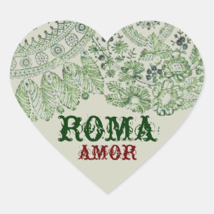 Pegatina En Forma De Corazón Amor Roma con el cordón del vintage