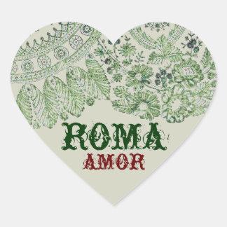 Pegatina En Forma De Corazón Amor Roma con encaje vintage