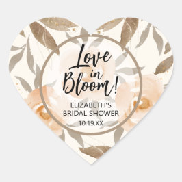 Pegatina En Forma De Corazón Amor Rústico en Flor Creciente de Azahar Bridal Sh