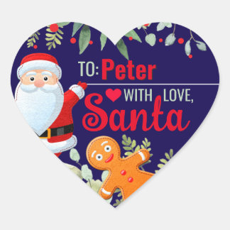 Pegatina En Forma De Corazón Amor, Santa Gingerbread Navidad Personalizada Rega