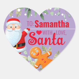 Pegatina En Forma De Corazón Amor, Santa Pan de Jengibre Navidad Personalizada