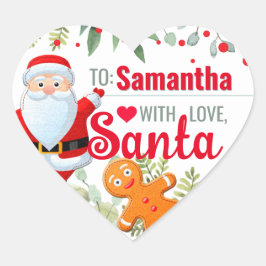 Pegatina En Forma De Corazón "Amor, Santa" Regalo de Navidad Personalizado de P