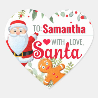 Pegatina En Forma De Corazón "Amor, Santa" Regalo de Navidad Personalizado de P