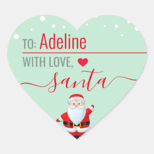 Pegatina En Forma De Corazón "Amor, Santa", regalo de Navidades personalizados