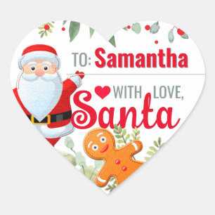 Pegatina En Forma De Corazón "Amor, Santa", regalo de Navidades Personalizados