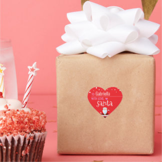 Pegatina En Forma De Corazón "Amor, Santa" regalo de Navidades personalizados r