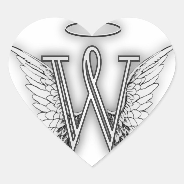 Pegatina En Forma De Corazón Ángel Alphabet B Letra Inicial Wings Halo (Anverso)