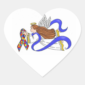 Pegatina En Forma De Corazón Ángel de la conciencia del autismo