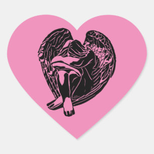 Pegatina En Forma De Corazón Ángel durmiente Chica Fantasía arte religioso abst