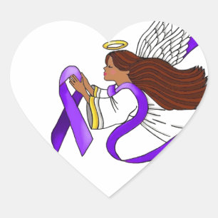 Pegatina En Forma De Corazón Ángel étnico de la conciencia de la "cinta morada"
