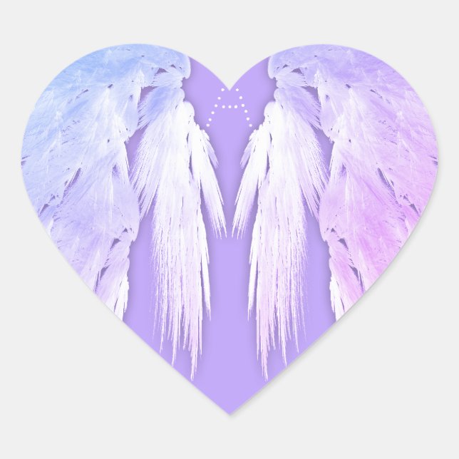 Pegatina En Forma De Corazón ANGEL WINGS Fairy Purple Monograma (Anverso)