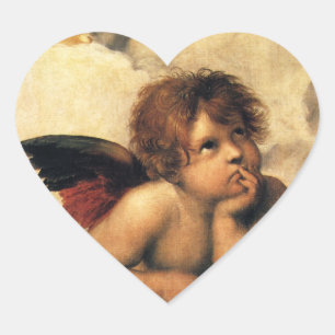 Pegatina En Forma De Corazón Ángeles de la Madonna Sixtina por Rafael Sanzio
