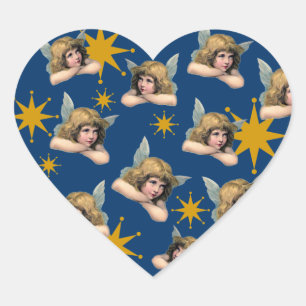 Pegatina En Forma De Corazón Angels y estrellas de época