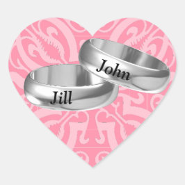 Pegatina En Forma De Corazón Anillos de plata rosados de personalizable