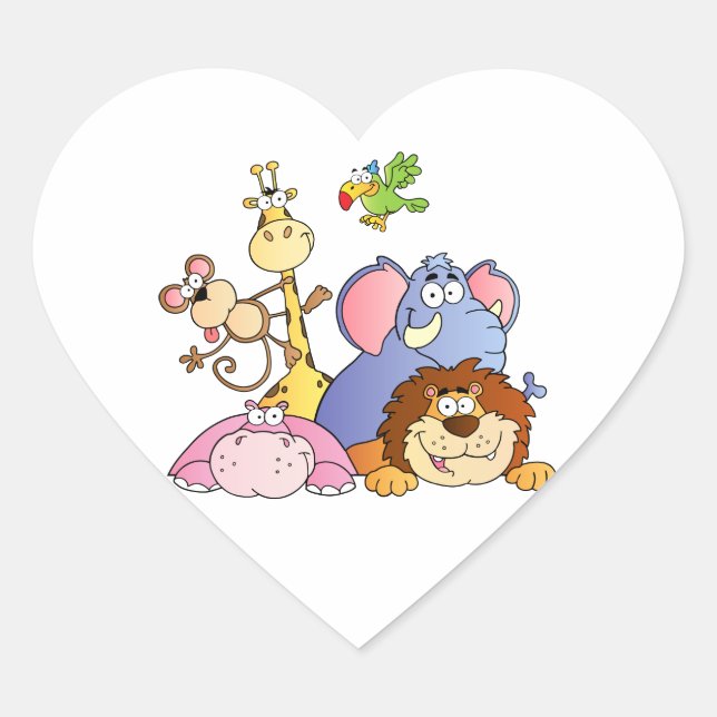 Pegatina En Forma De Corazón Animales de la jungla (Anverso)