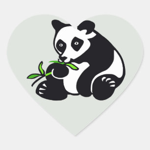 Pegatina En Forma De Corazón Animales salvajes a los que amo los osos de Panda